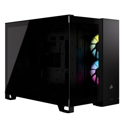 Corsair 2500X RGB Dual Chamber Gaming Case w/ Glass Side & Front, Micro ATX, 2x RGB Fans, Mesh Panels, USB-C, Asus BTF Compatible, Black Corsair 2500X RGB Dual Chamber Gaming Case w/ Glass Side & Front, Micro ATX, 2x RGB Fans, Mesh Panels, USB-C, Asus BTF Compatible, Black